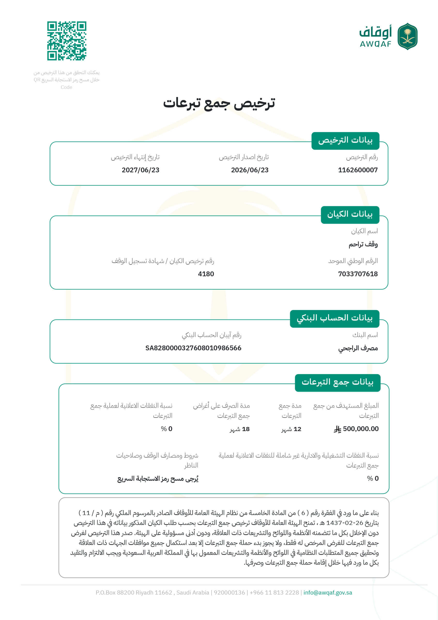 ترخيص جمع التبرعات لشقة مكة الوقفية scaled
